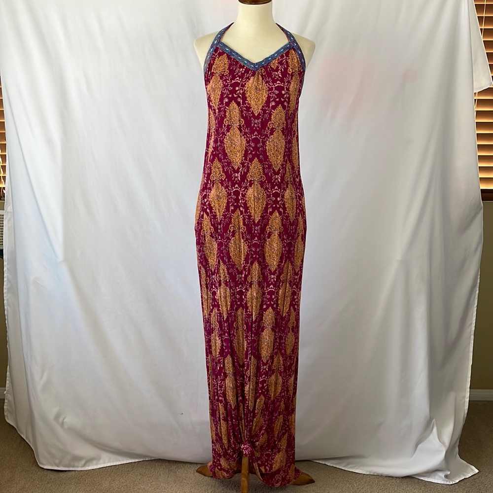 Xhilaration Red and Gold Maxi Dress